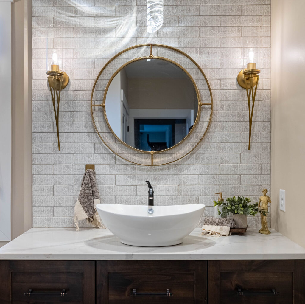 Quartz Calacatta Idillio Countertop with Sink on Bathroom Vanity, from Unique Granite Worx